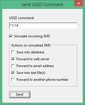 Send USSD command dialog box