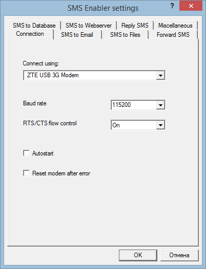 Connection parameters